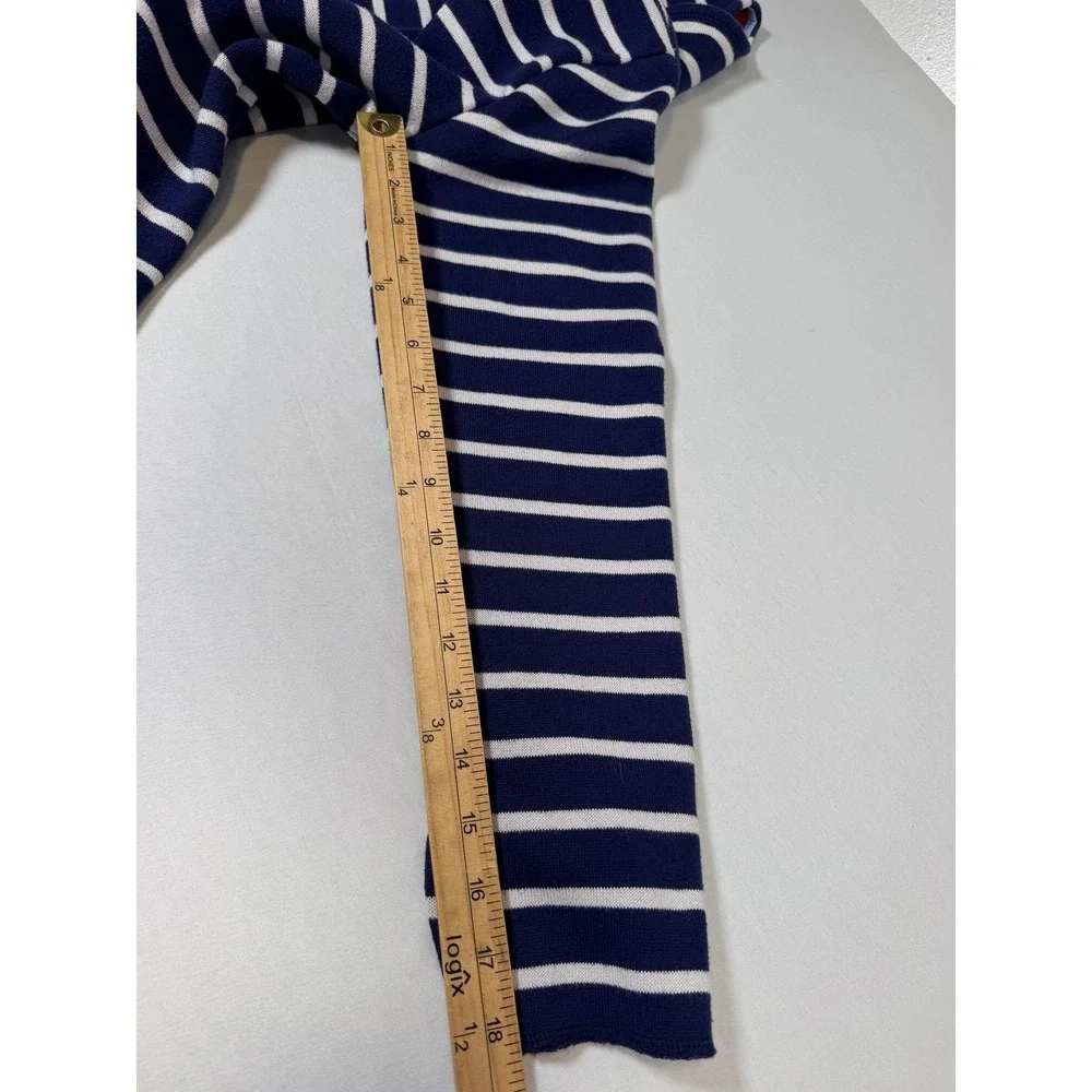 Vineyard Vines Shirt Womens Medium Blue Striped Fleece Long Sleeve Nautical